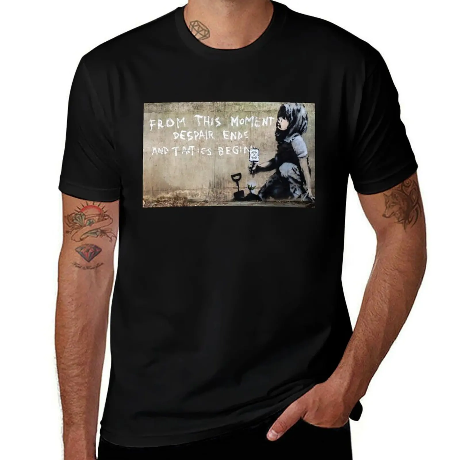 

Футболка Banksy-Despair Ends And Tactics Begin, эстетическая одежда, мужская футболка, быстросохнущие мужские белые футболки