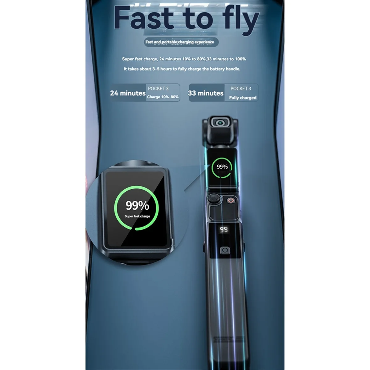 IYBBW-STARTRC Handle Grip Charger for DJI OSMO Pocket 3 Camera Charger Handheld Power Bank Extension Charging for DJI Pocket 3