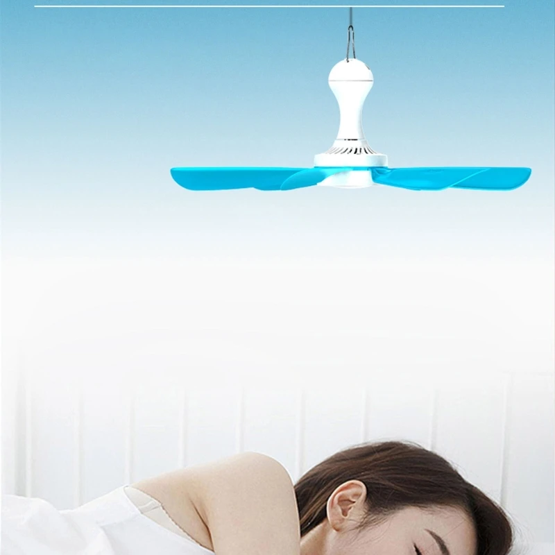 Kipas Langit-langit Portabel USB 5V 18 inci Kipas Langit-langit Gantung Mini 6 Daun Kipas Gantung
