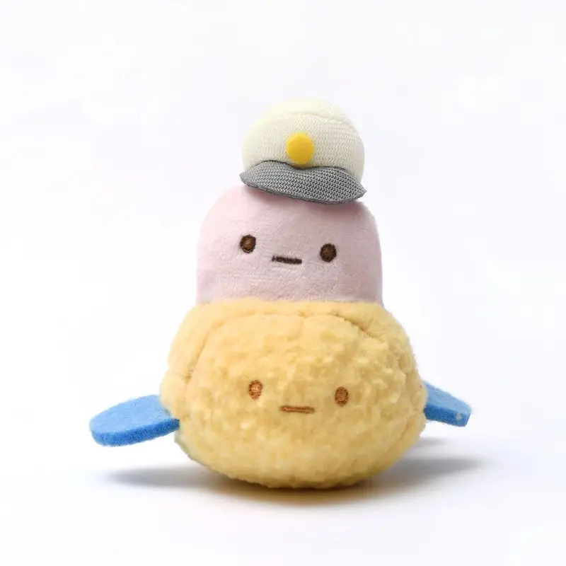 Llavero de peluche de dibujos animados Sumikko Gurashi, colgante de muñeco relleno de camarón frito Tempura, decoración para mochila, adorno de paracaídas de salmón, regalo