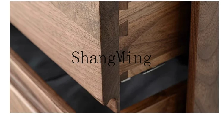 HJ black walnut chest modern simple all solid wood storage living room bedroom drawer storage cabinet