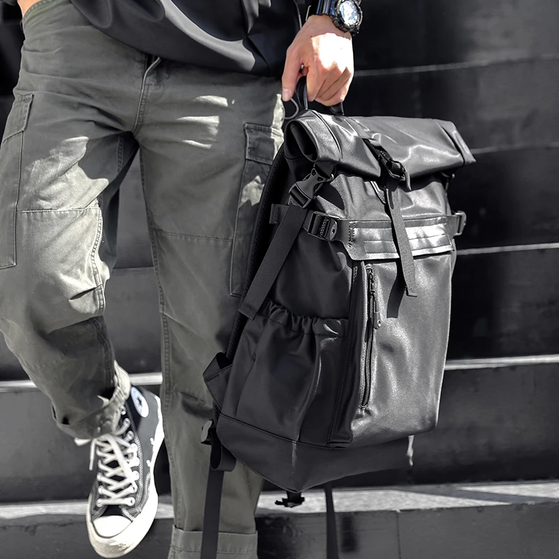 MOYYI Rolling Top Large 14 Inch Laptop Backpack Tear-resistant Sport Travel Hiking Rucksack Causal Hasp College School Backpack