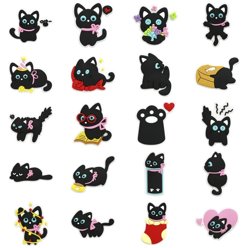 

Shoe Charms for Crocs Accessories Black Cat Shoes Charm for Croc Decorations Pins Men Accessory Jeans Woman Clogs Clips Badges