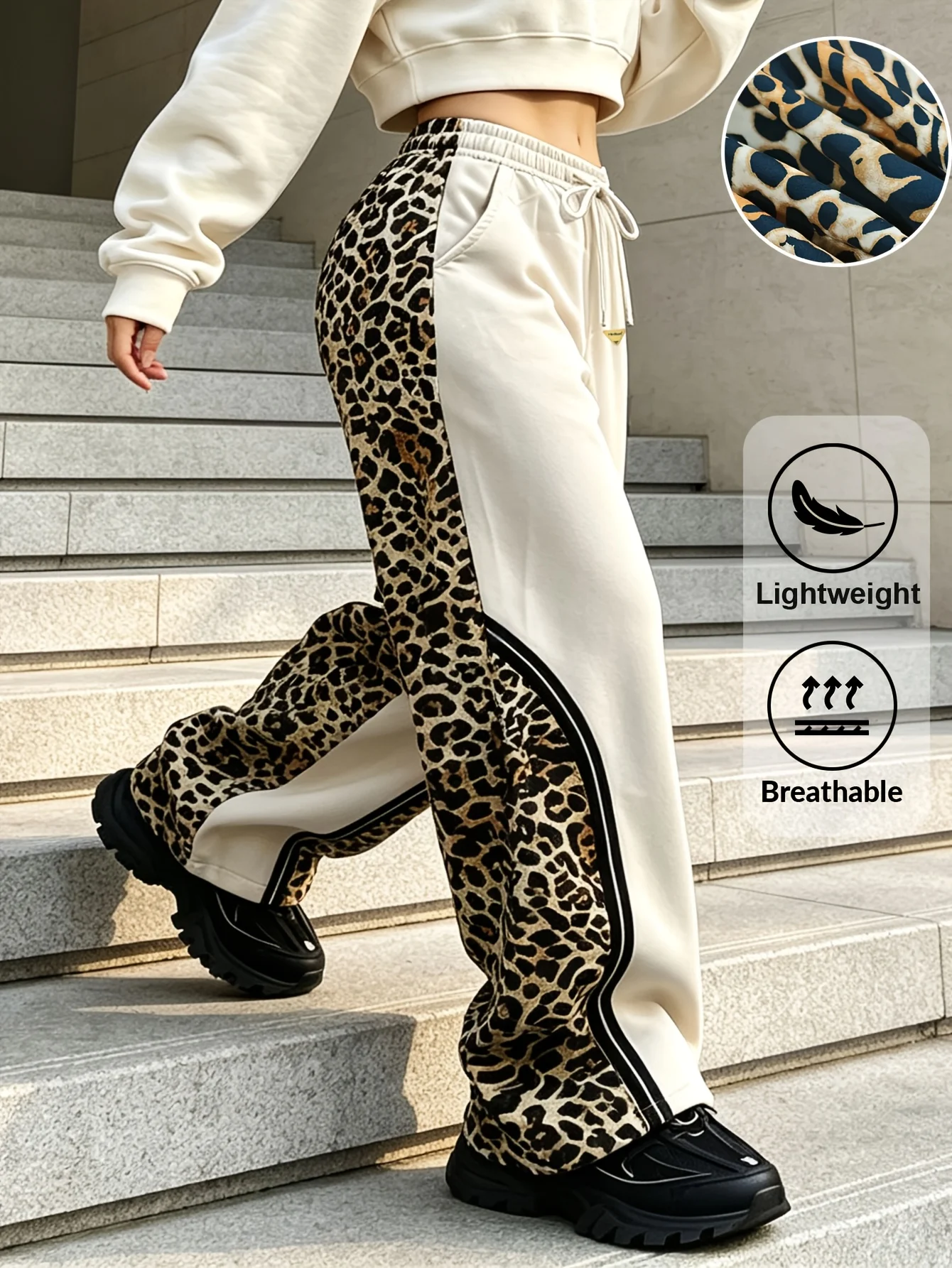 Spring/Autumn Hot Sale Personalized Fashionable Y2k Pants Trendy Fashion Vintage Print Loose Women Leopard Print Sports Pants