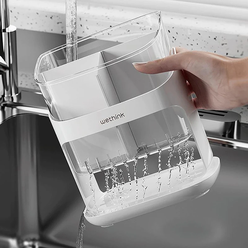 Multifunctional Chopstick Cage with Detachable Drainage Tray Large Kitchen Storage Rack Tableware Holder