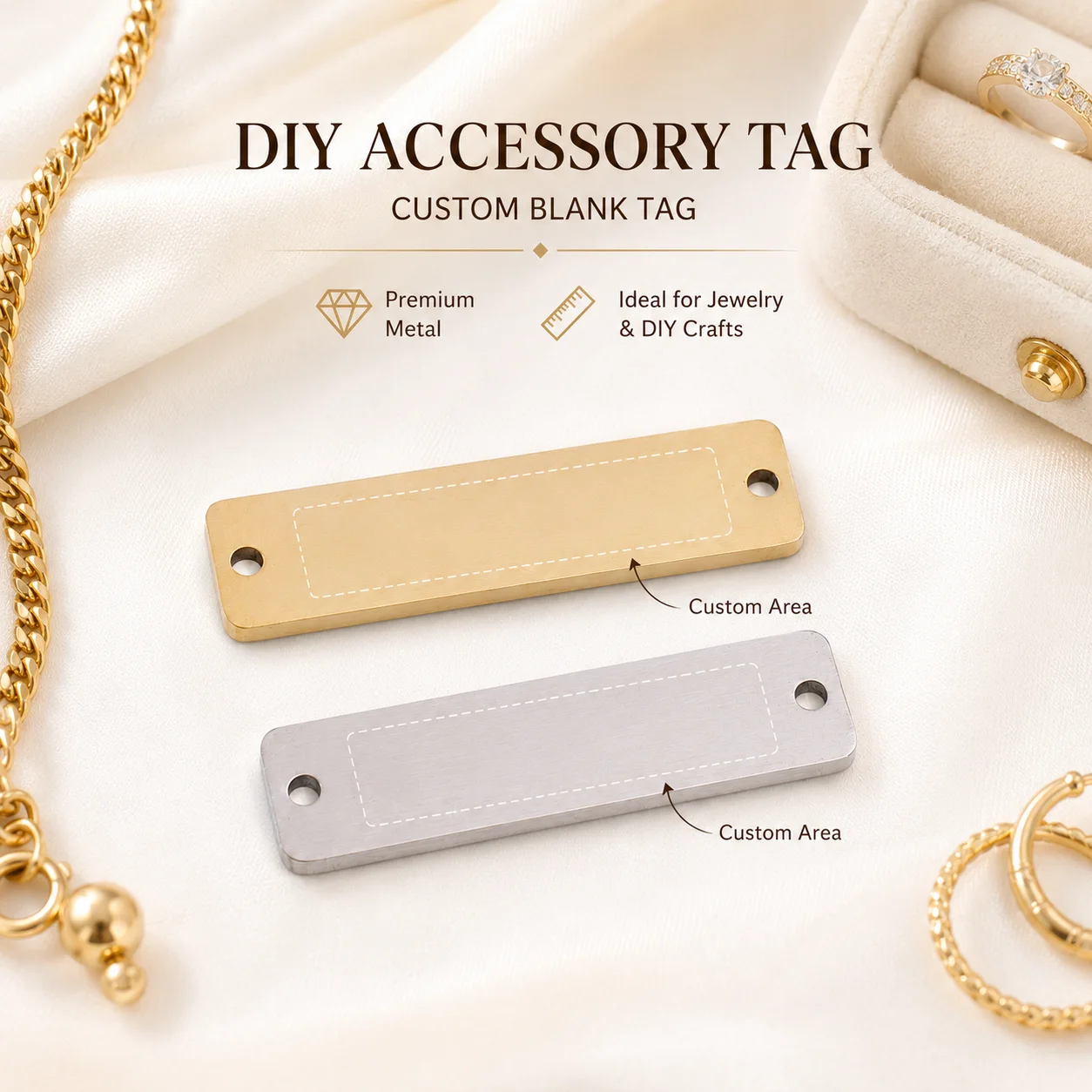 Étiquette personnalisée en acier inoxydable – Pendentif gravable DIY, collier vierge, bijou personnalisé, cadeau pour amis, étiquette de vêtement avec texte