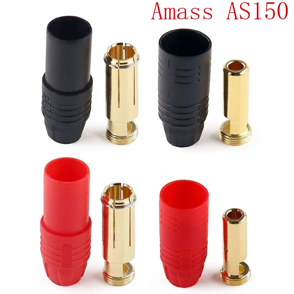 1 Paar Amass AS150 Anti-Spark-Stecker 7mm Vergoldeter Bananenstecker für RC LiPo-Akku ESC Drohne Auto Motor Boot Hochleistungs-Set