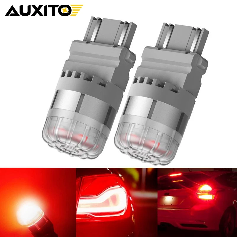 AUXITO 2pcs W21W W21/5W T20 LED 7440 7443 LED Bulbs Auto Brilliant Red Replacement Brake Tail Parking Light Car Tail Lamps 12V