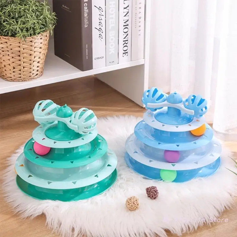 4 Levels Cats Toy Tower Tracks Cats Toys Interactive Kitten Cats Intelligence Training Amusement Plate Tower Pet Products