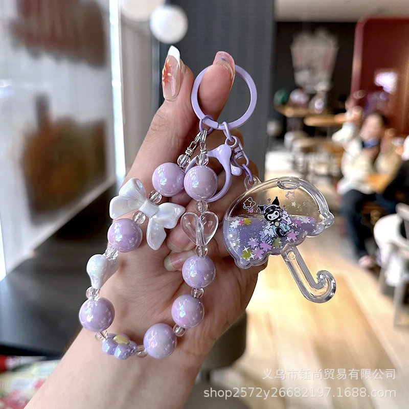 

Sanrio Hello Kitty Kuromi Acrylic Umbrella Small Bell Keychain Backpack Decoration Pendant Phone Chain Cute Couple Pendant Gift