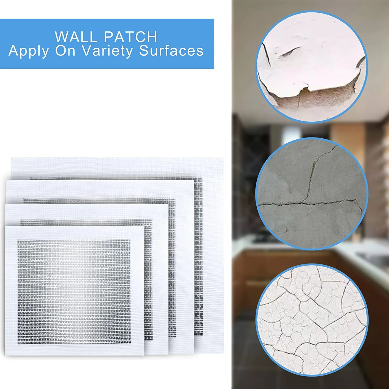 Drywall Repair Kit 16 Piece Drywall Patches Aluminum Drywall Patch Repair Kit Mesh Drywall Patch Kit (2/4/6/8 Inch)