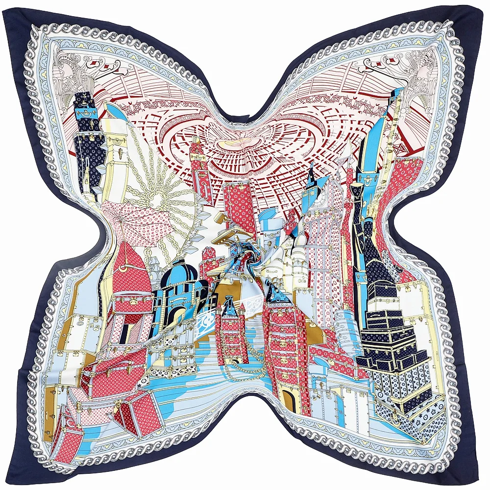 

130cm French Architecture Scarf Women Four Seasons Lightweight Sun Protection Shawl Wrap Travel Gift Present Bag Accessory