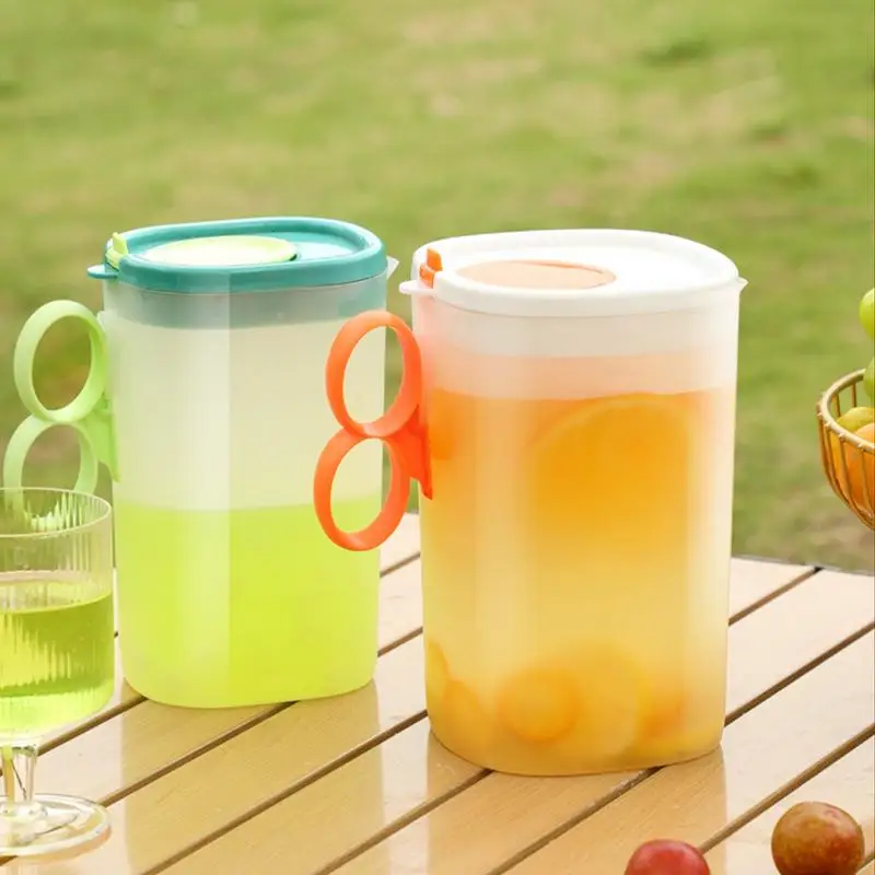 Pitcher With Lid Solid Water Pitcher 2.2L Juice Containers High-Capacity Drink Pitcher With Anti-Scalding Handle For Fridge Milk