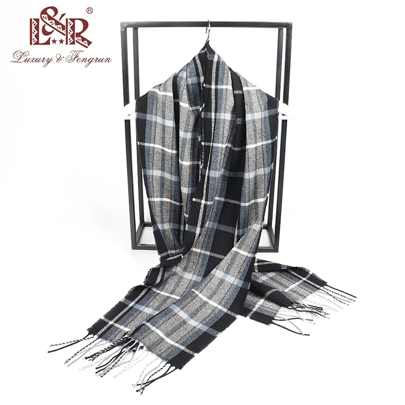 2023 Cashmere Men Women Plaid Scarf Winter Pashmina Shawl And Wrap Unisex Thick Foulard Lady Tassel Warm Scarves Bufanda Stole