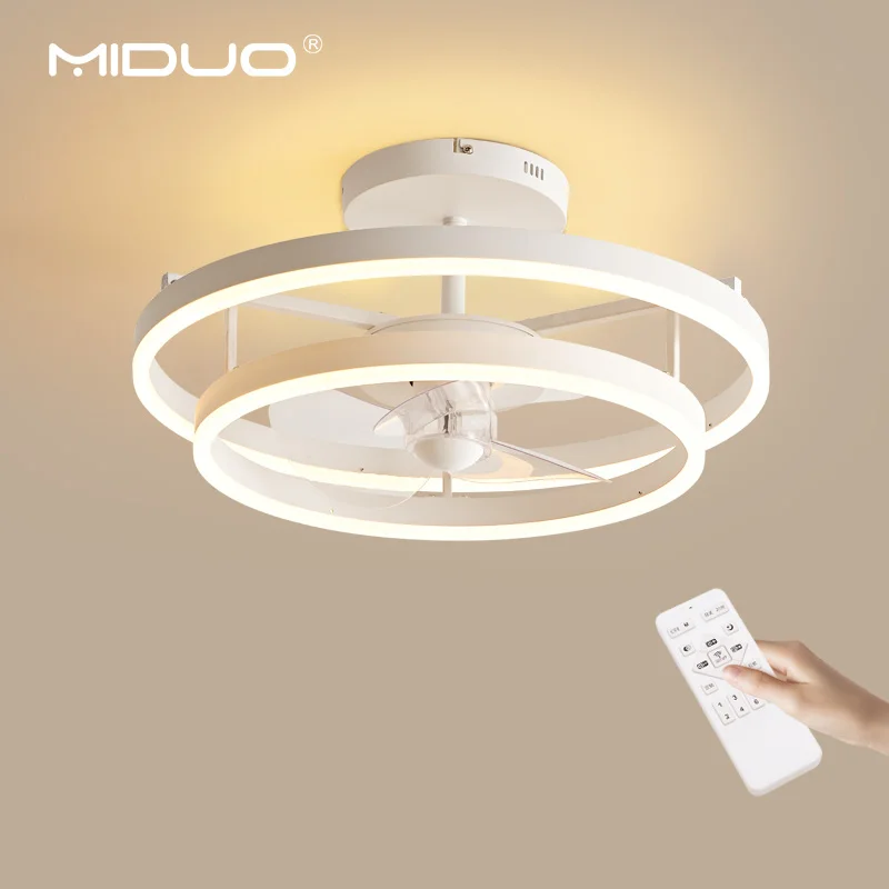 High Quality Energy Saving Indoor LED Ceiling Fan Lamp With Remote Control 3 Color Change Modern Decorative Chandelier Dimmable