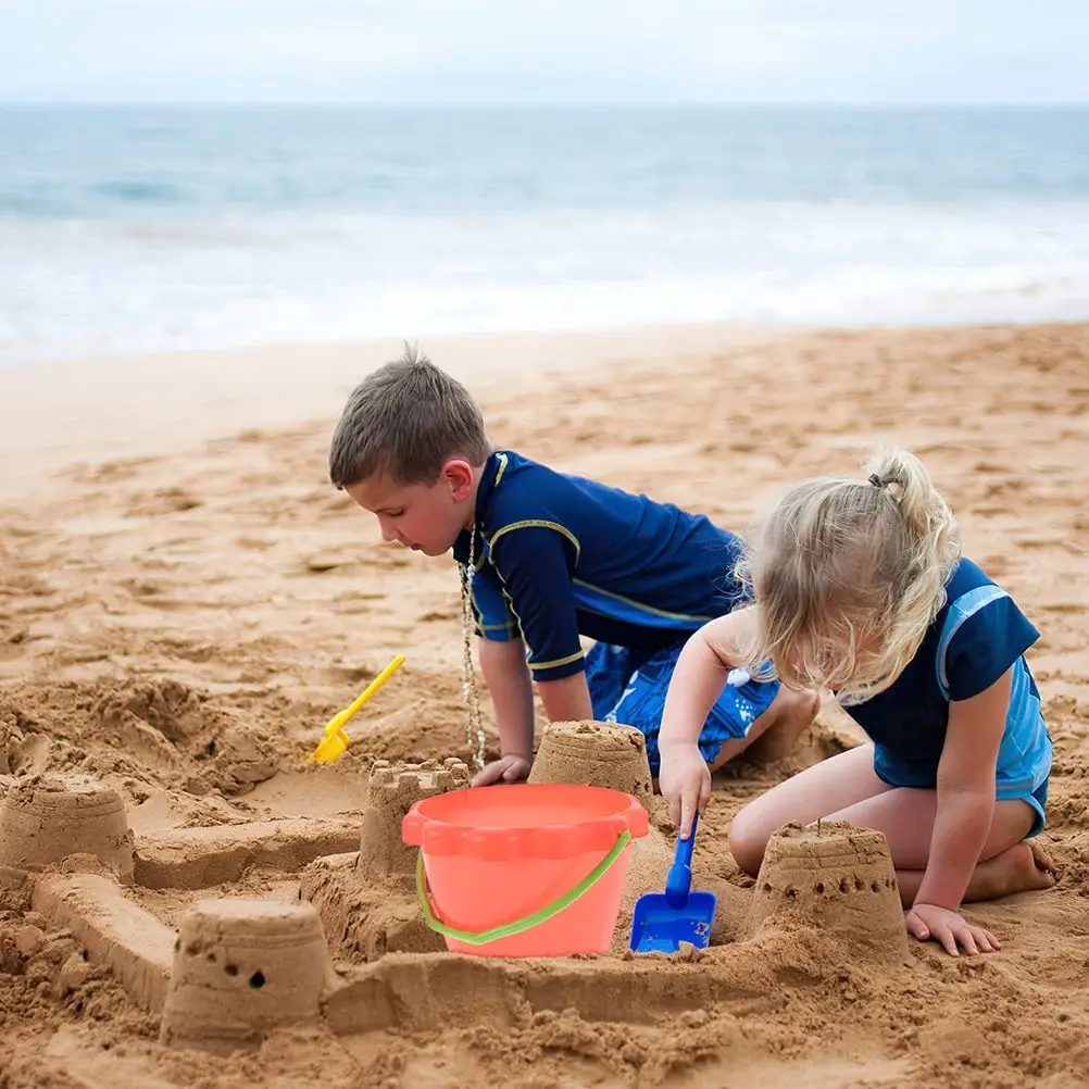 Secchio per sabbia da spiaggia da 6 pezzi Secchio da spiaggia per cartoni animati Secchio per acqua balneare Giocattoli Secchi portatili per scavo all'aperto multiuso