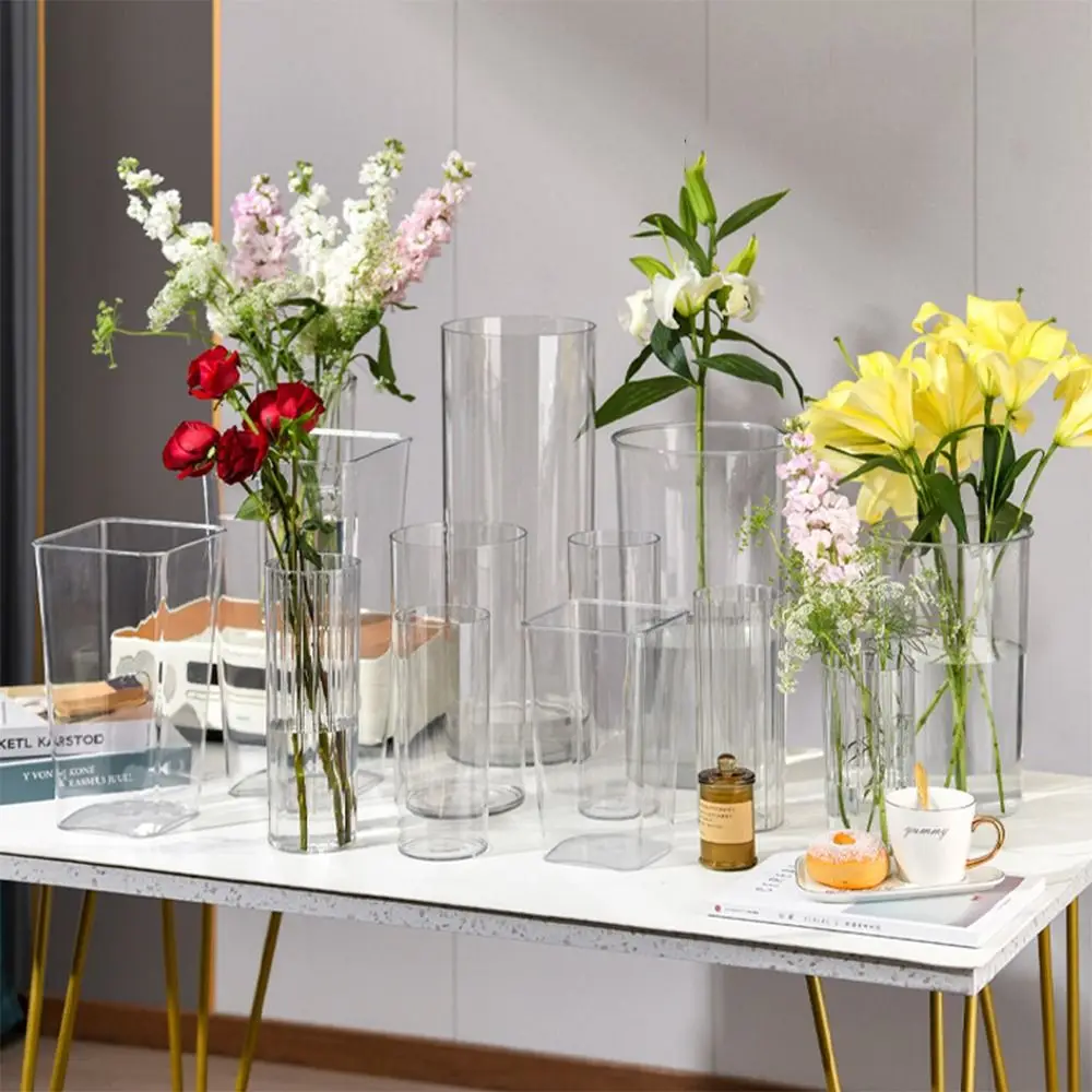 New Nordic Style Flower Bucket Modern Acrylic Deep Water Flower Pot Transparent Flower Wake Up Vase Living Room
