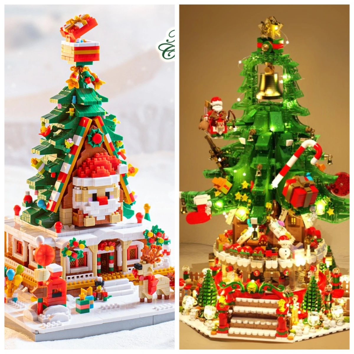 

MOC Christmas Dreamy Santa Claus Tree House Building Blocks Set Festival Winter Snow Cabin Hut Toys Children Xmas Holiday Gifts