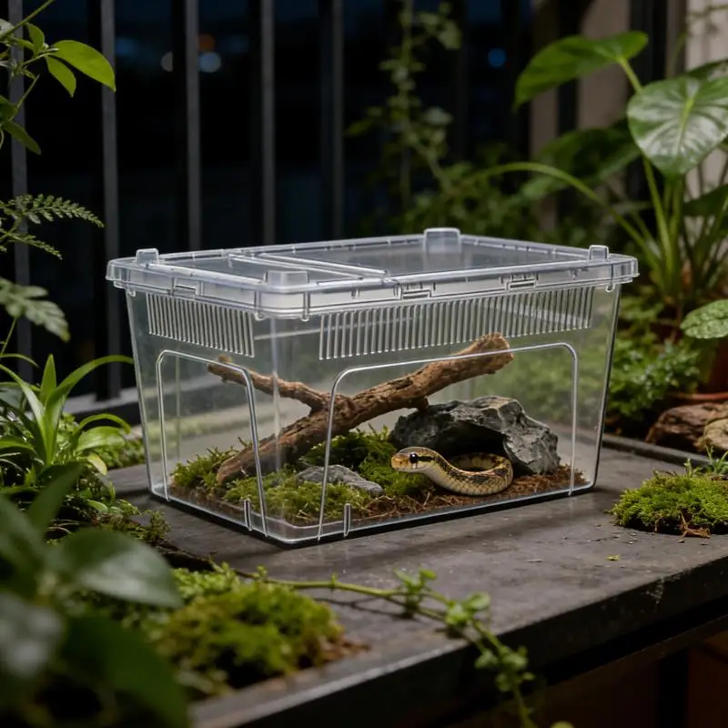 * New Sale Clear Plastic Reptile Terrarium Ventilated Breeding Box For Lizards Snakes And Small Pets