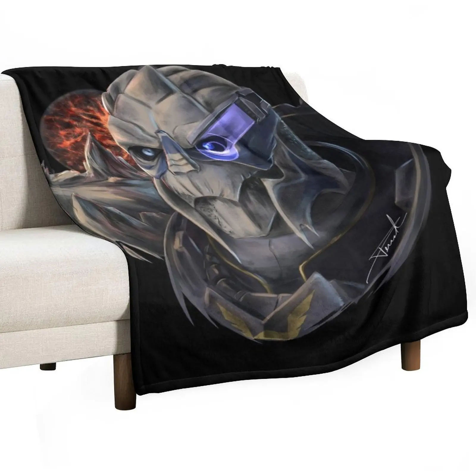 

Garrus Vakarian Mass Effect Throw Blanket Heavy Retros Plaid Flannels Blankets
