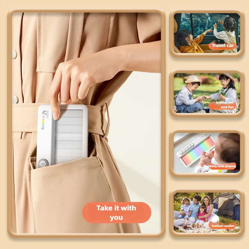 レインボーライトアップ電動キッズキーボード 5 楽器付きポータブルタッチスクリーン学習玩具 対象年齢 3-6 音楽教育ギフト