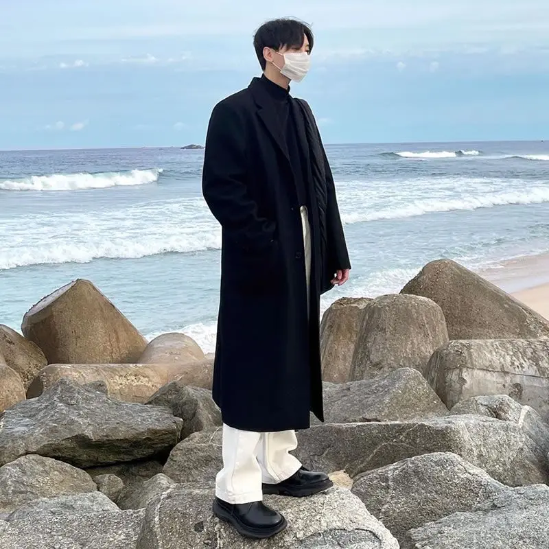 

Мужское длинное пальто из шерстяной смеси в полоску с линейным узором, ворсованной подкладкой, в полоску в стиле пинстрайп, с ленточными полосами, в полоску,с линейным узором, с полосками, вполоску,