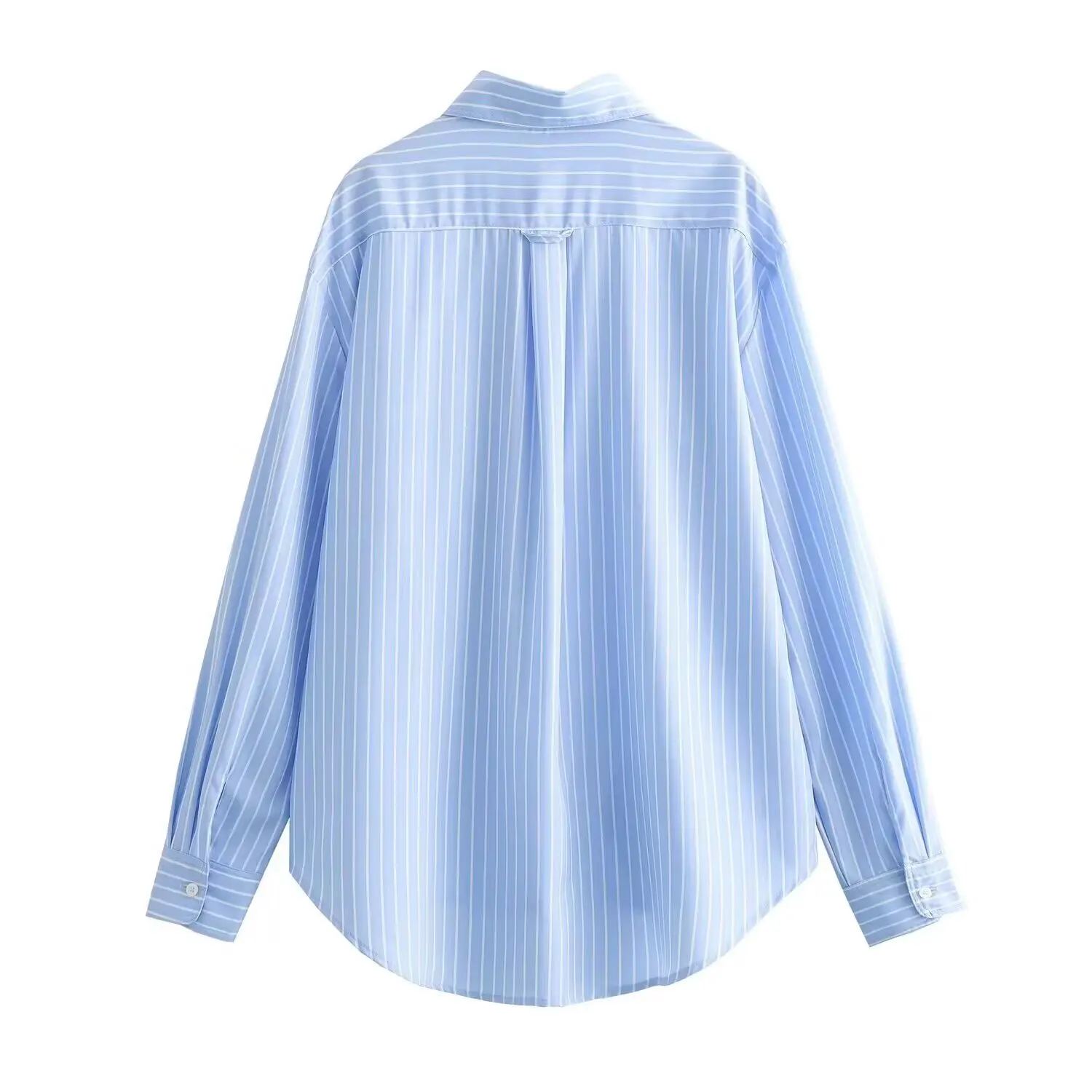Casual Style Loose Fit Long Sleeve Shirt Women's Striped Silk Gauze Shirt Simple Turn-down Collar Regular Thickness Polyester...