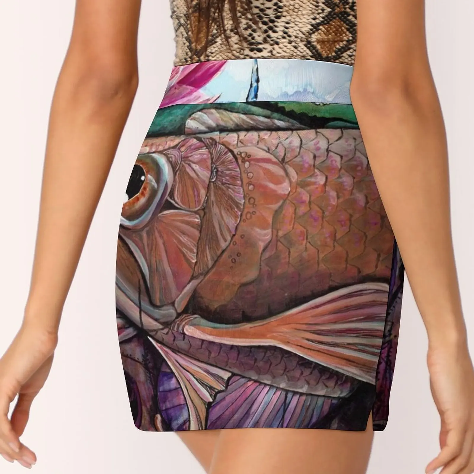 The Edge ( Acrylic Painting By Jo Starling , 2017 ) Women's skirt Aesthetic skirts New Fashion Short Skirts Saratoga Fishing