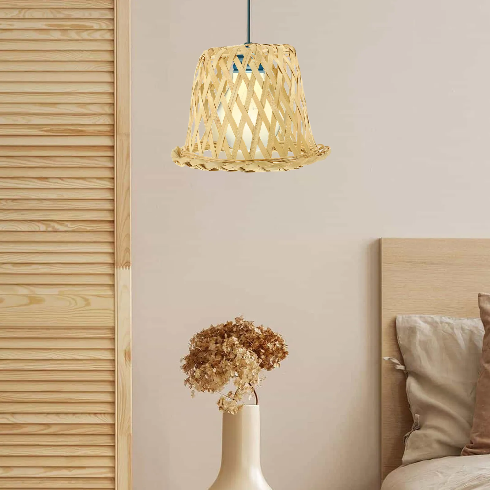 Bamboo Lampshade Woven Texture Smooth Surface Non Irritating Light Shade for Chandelier Hanging Lamp Home Office Hotel