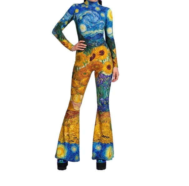 Mehrfarbiger Schlaghosen-Body mit Regenbogen-Effekt, ausgestellter Catsuit für Rave-Partys, Halloween, Schmetterlings-Skelett-Jumpsuit-Outfit 2026 – Detail 28
