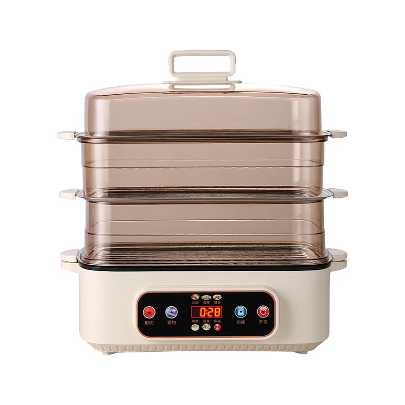 

Multifunctional household cooking and frying integrated large-capacity hot pot, automatic three-layer breakfast machine steamer