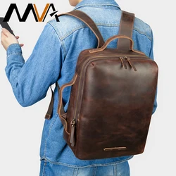 MVA Men's Leather Backpack For Laptop 15.6