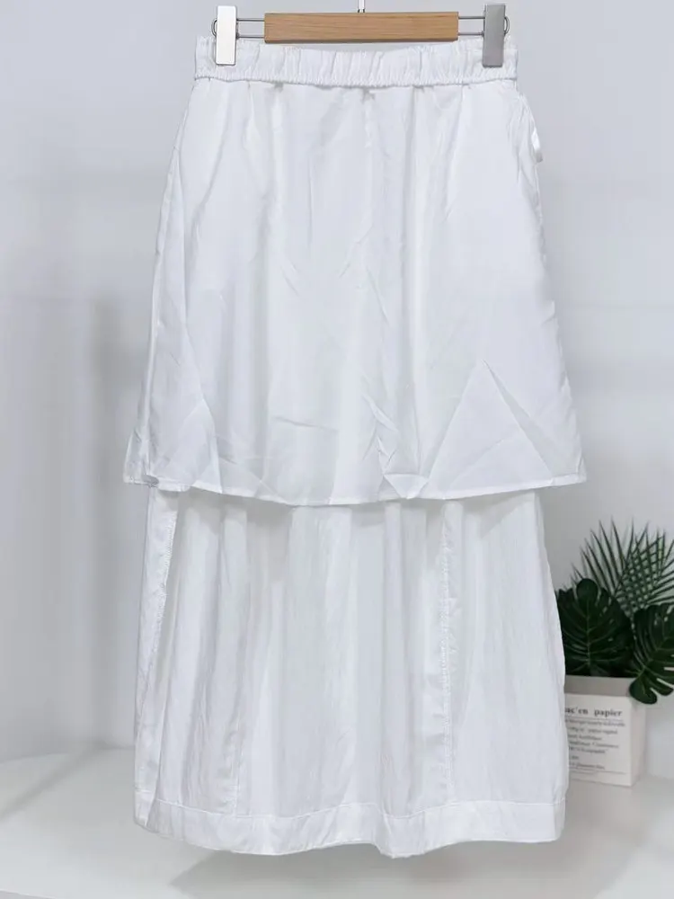 Saia Midi de Cintura Alta, Plissada, em Cor Pura, de Algodão, Sensação Doce e Elegante