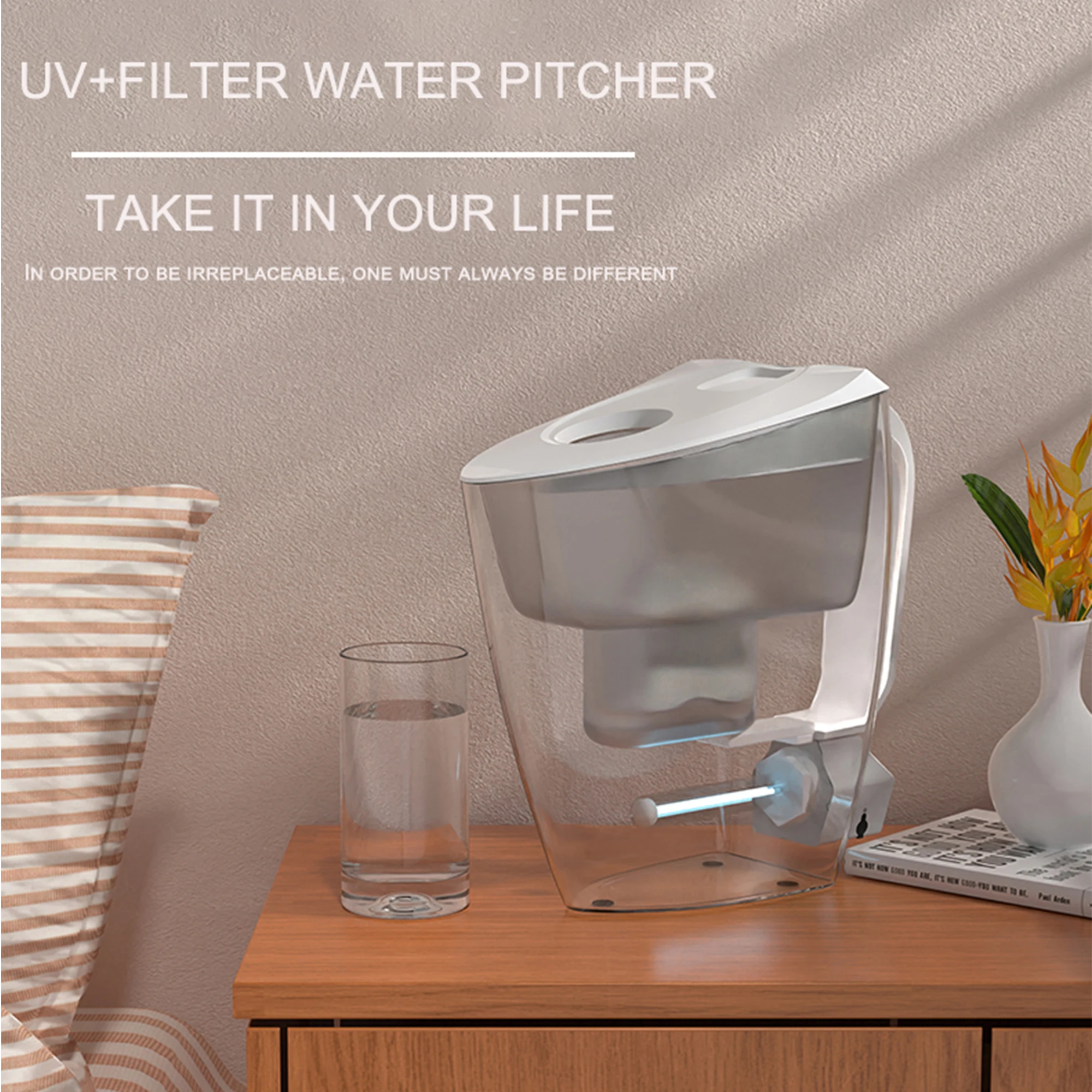 UV Light Household Water Jug With Filter Pitcher Cartridge Replacement For Drinking Water Healthy Alkaline Water Bottle