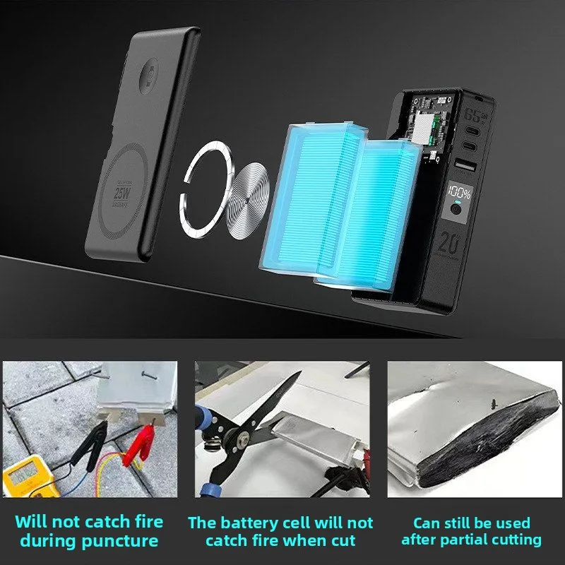 For Super10-SSB 20000mAh Semi-Solid-State Power Bank 65W GaN Qi2.2 Magnetic Wireless Charging