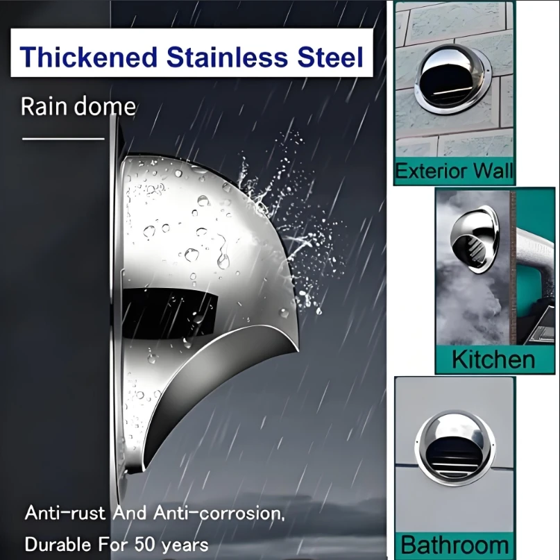 원형 환기 그릴 스크린 후드 304, 스테인레스 스틸 외부 벽 공기 배출구, 주방 욕실용 환기구 그릴 커버 