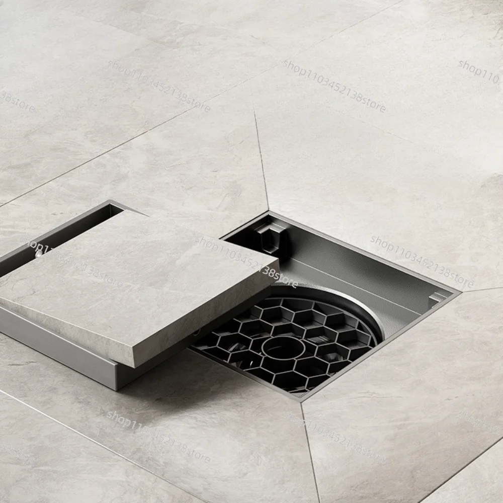 Invisible Floor Drain Thickened Deodorant Diving All Copper Inlaid Brick Anti-return Bathroom10X10CM