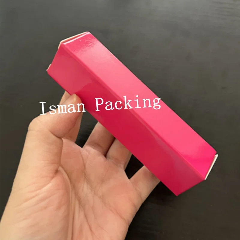 50Pcs W23*H98mm Empty hot pink black white foldable lip gloss packaging gold lipgloss paper box for cosmetic containers tube