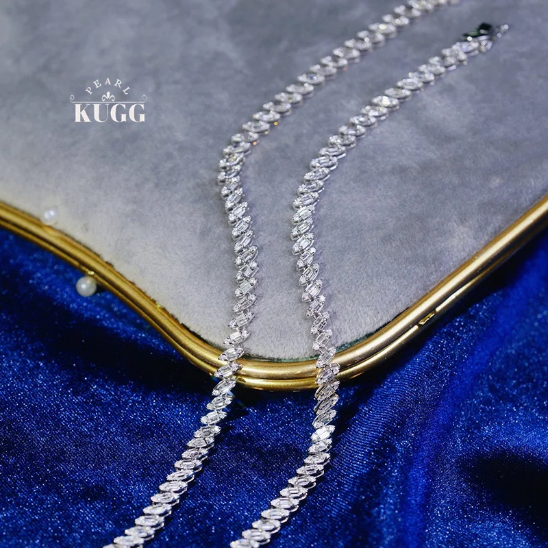 

KUGG 100% 18K White Gold Bracelet 2.50carat Real Natural Diamond Bracelet for Women Fashion Elegant Style High Wedding Jewelry