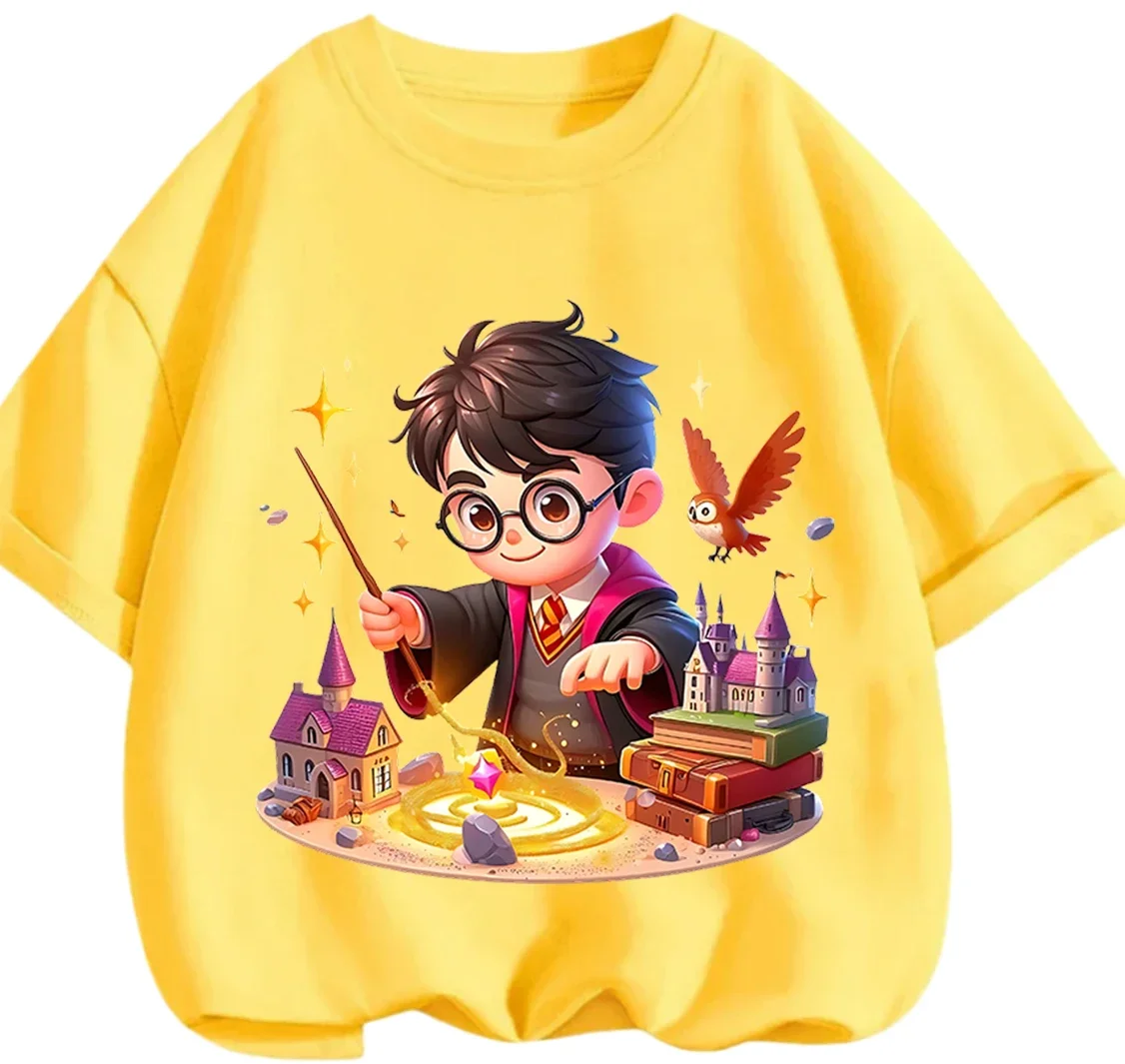 Popular Movie Ip Harry Potter T Shirt Summer Casual Street Style Short Sleeve Clothes For Little Kids view 5