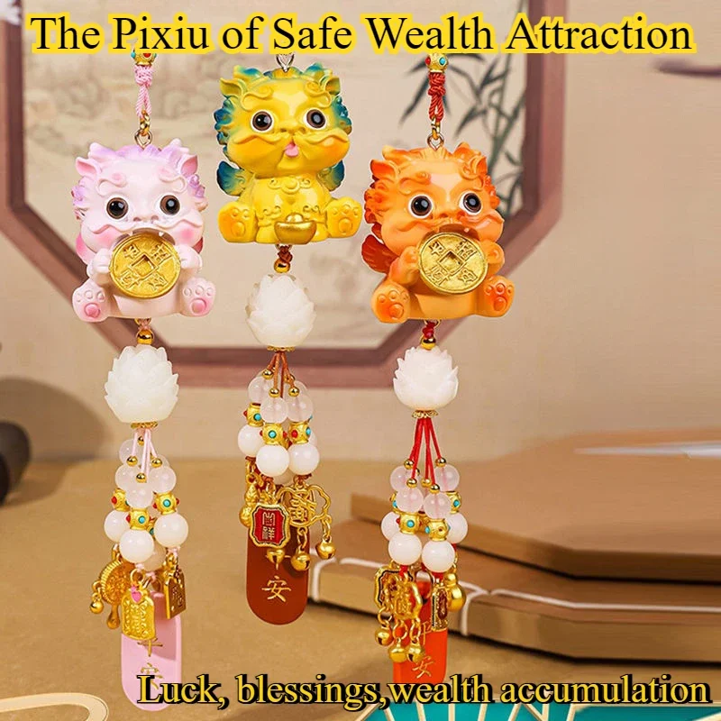 Attracting Wealth Transporting Pixiu Car Ornaments,Car Pendants Ensure Safety Home Auspicious Decorations,Gift with Love Meaning