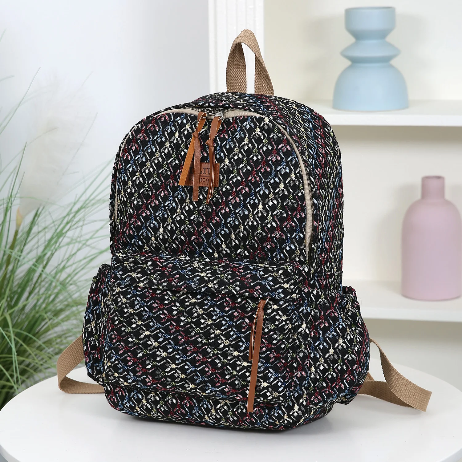 Neue Ankunft Verdickte Gestickte Stoff Rucksack Damen Mode Große Kapazität schul Schule Reise Laptop Tasche ShouldersBag