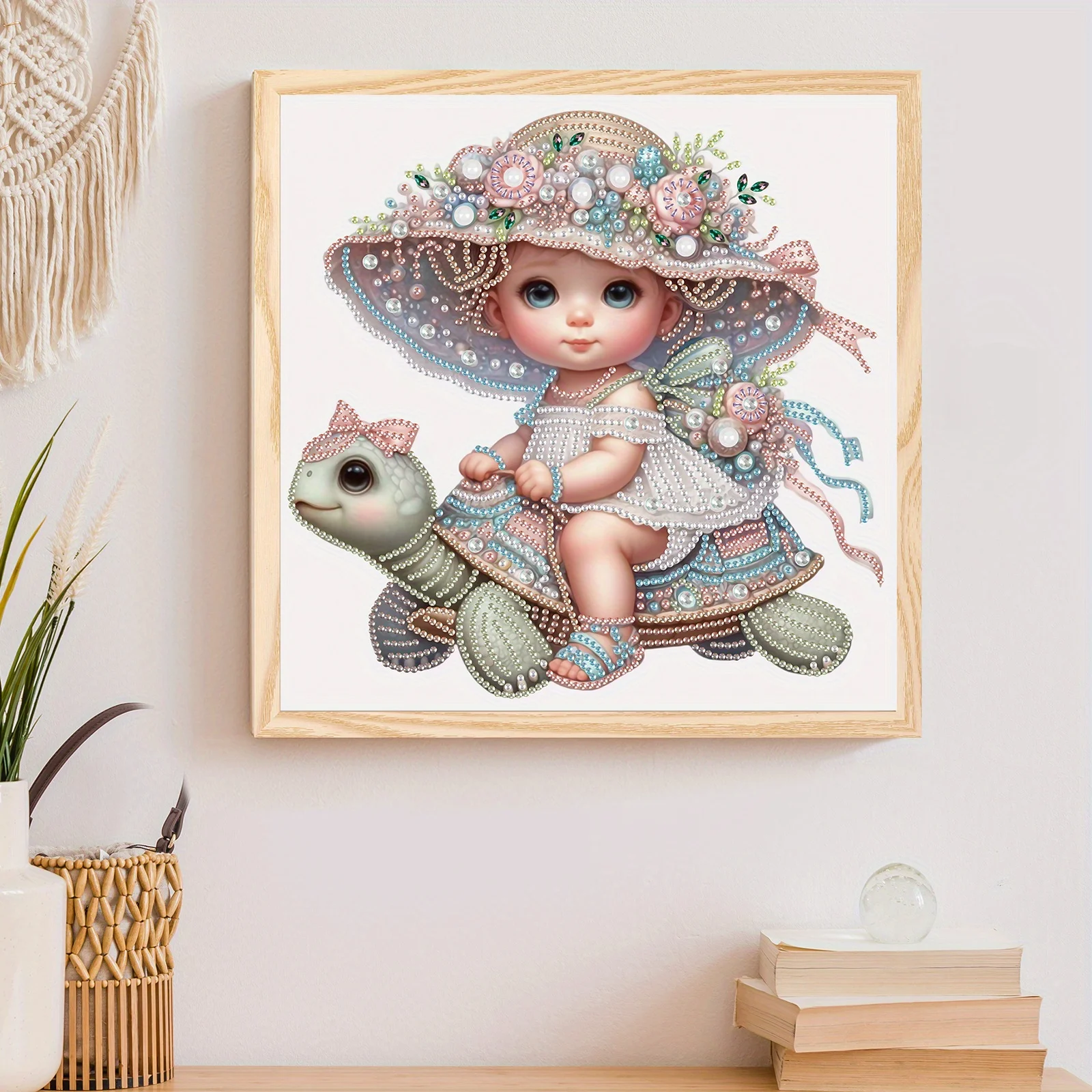 DIY Girl and Turtle 5D Special Shape Diamond Art Kits for Beginners,Diamond Art Painting Kits for Home Wall Decoration Gift
