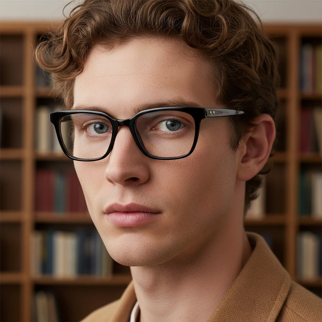 

VZONE Aesthetic Lenses Glasses Frame Acetate Geometric Transparent Temple With Refined Inlay One Piece For Daily Comfort