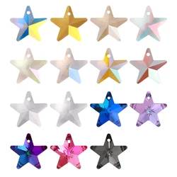 QIIY Single Hole Glass Rhinestone Pendant Five Pointed Star Pendant Glitter Crystal AB Sew On Clothes for Necklaces Accessories
