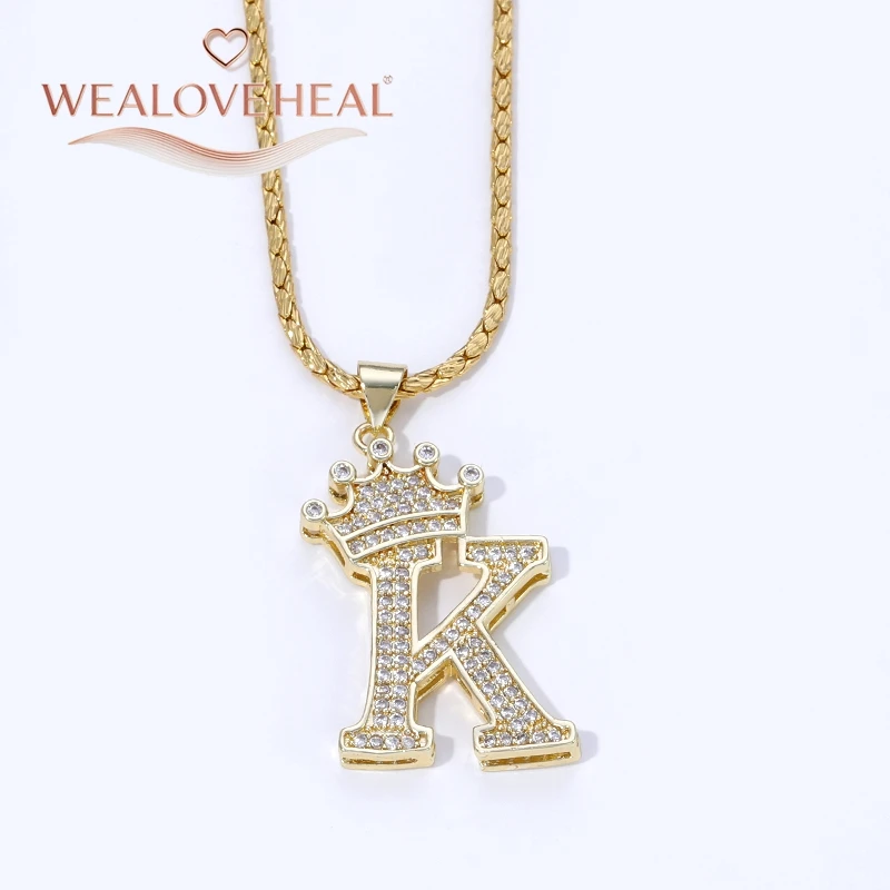 18K Vergoldete A-Z Kronen-Initial-Halskette, Iced Out CZ 26 Buchstaben-Anhänger-Kette, Personalisierter Hip-Hop-Schmuck Geschenk für Ihn und Sie – Detail 29