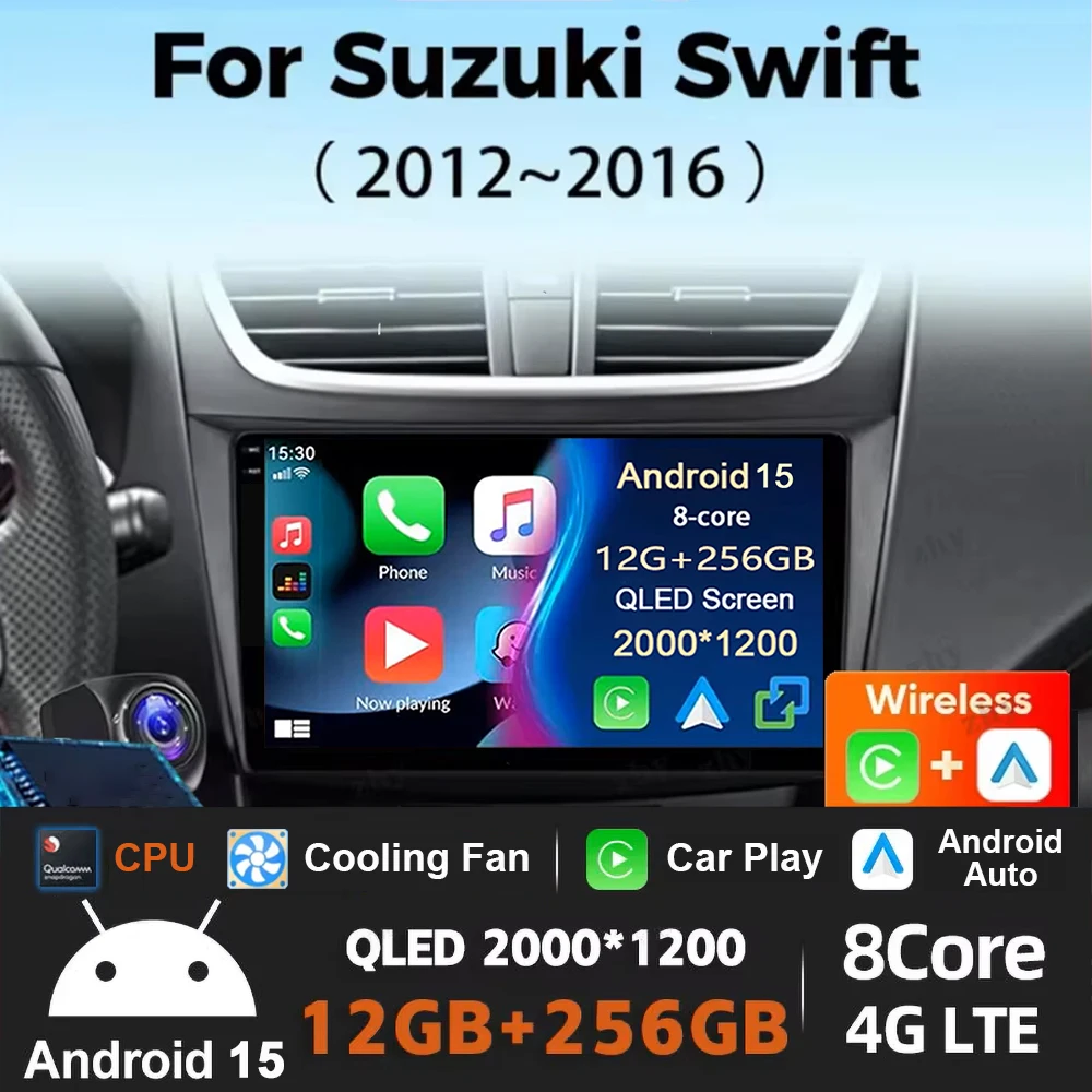 

Android 15 Car Radio For Suzuki Swift 4 2011-2017 Wireless Carplay Auto Radio Multimedia Player 4G Wifi GPS DSP 48EQ 2din
