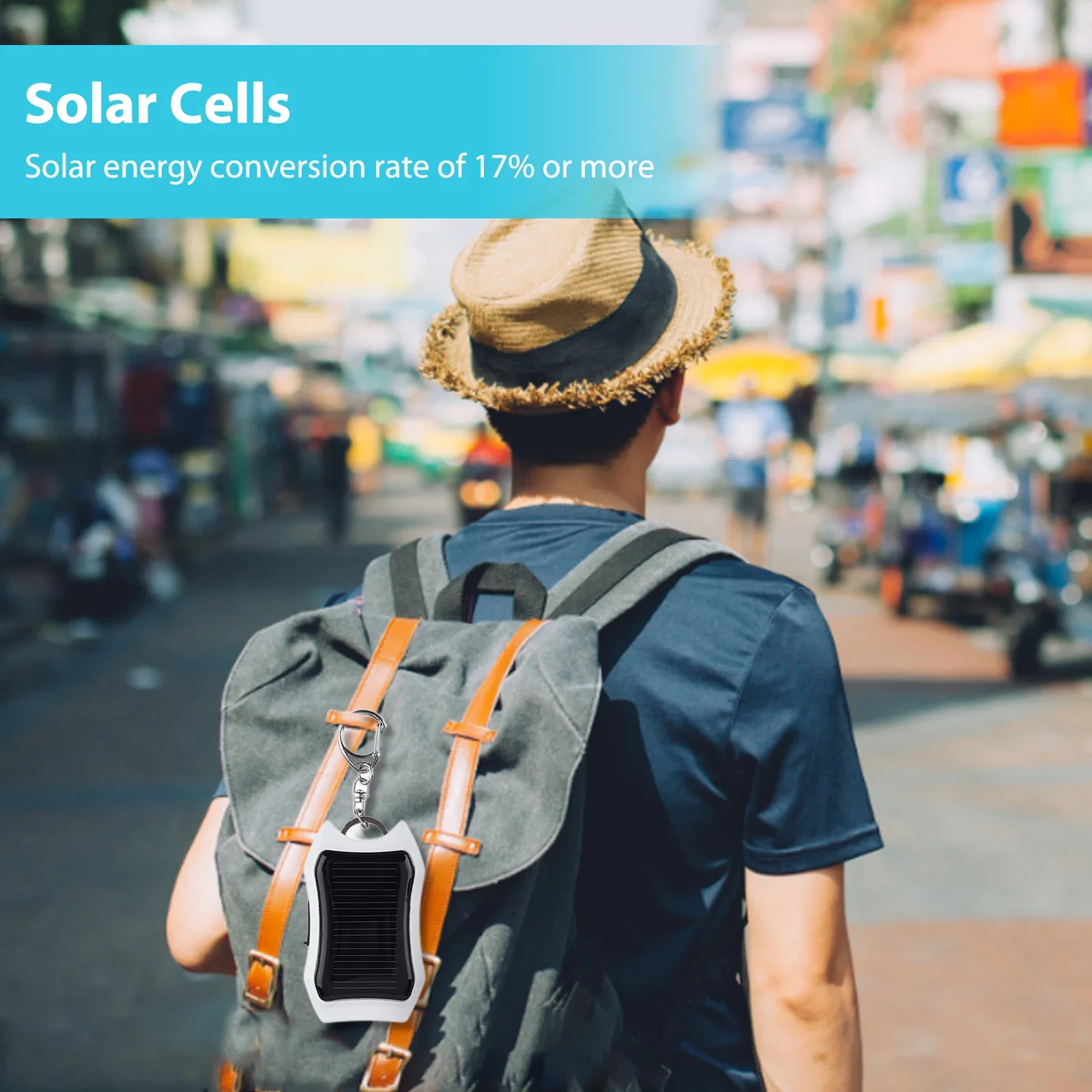 

Keychain Fast Charging Power Supply Universal Solar 950mAH Portable Charger with 3 LED Light Charging Equipment for Most Device