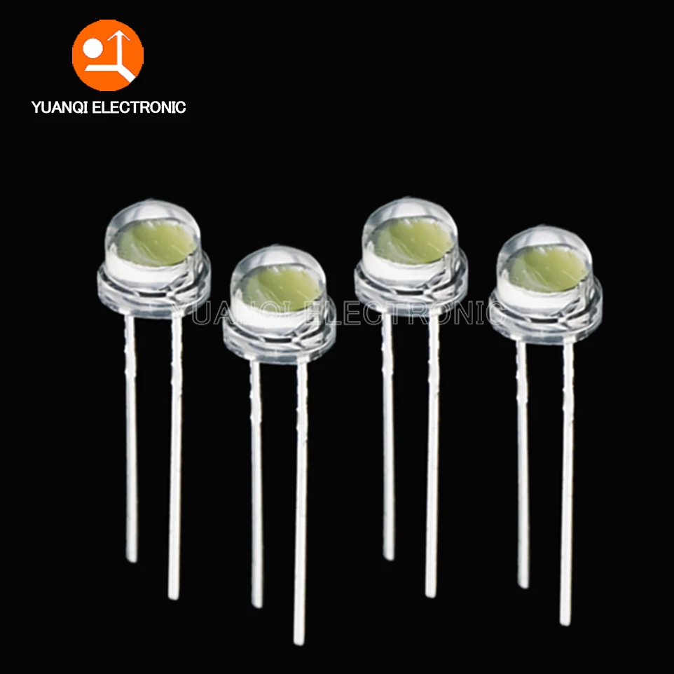 50pcs White 5mm F5 Straw Hat LED Chandelier Crystal Lamp Beads Super Bright Big Core Chip 6-7LM Light emitting diodes DIY lights