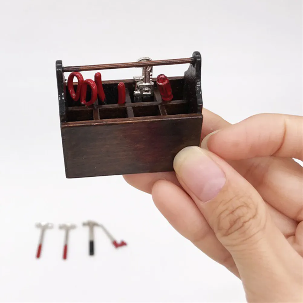 1Set Mini House Tool Cabinet Miniature Accessories Simple Handmade Repair Kit for 1 12 Scale Fairy Garden Home Decoration
